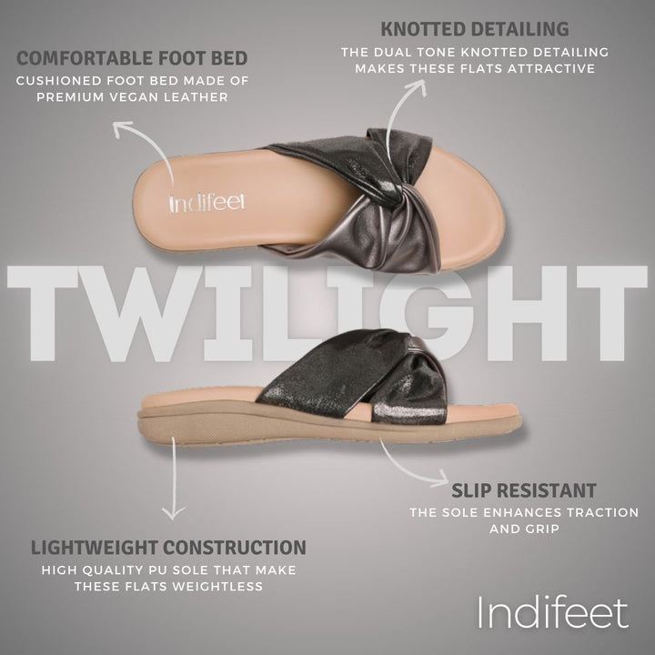 Metallic Silver Party Flats - Indifeet