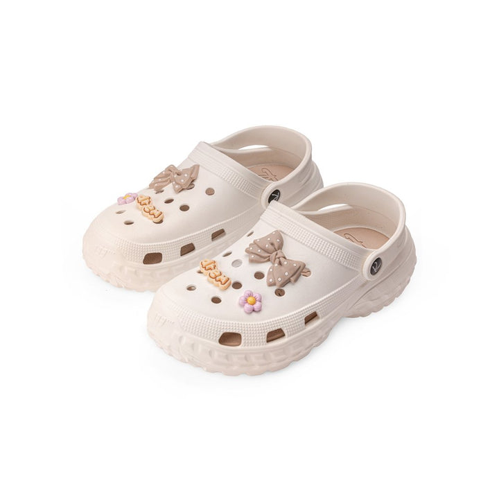 White Chunky Clogs - Indifeet