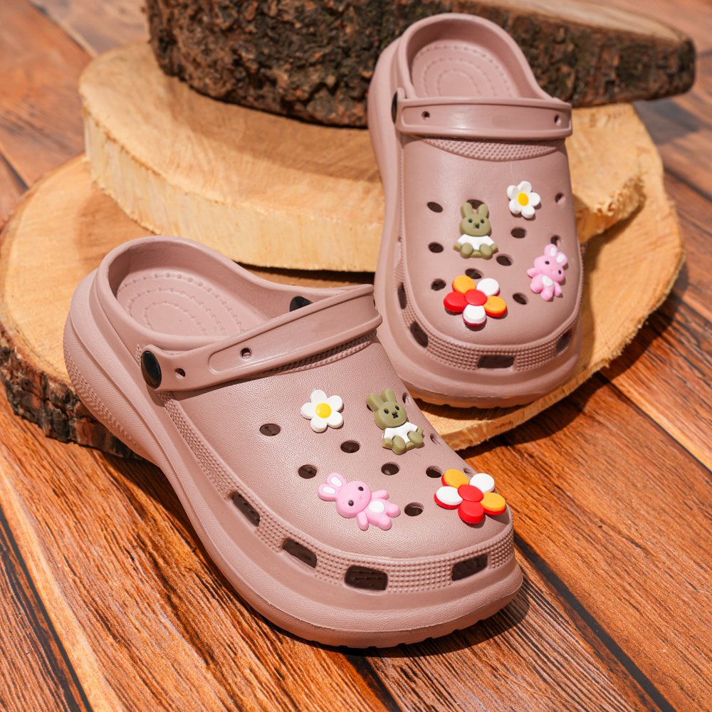 Comfort Peach Clog Heels - Indifeet