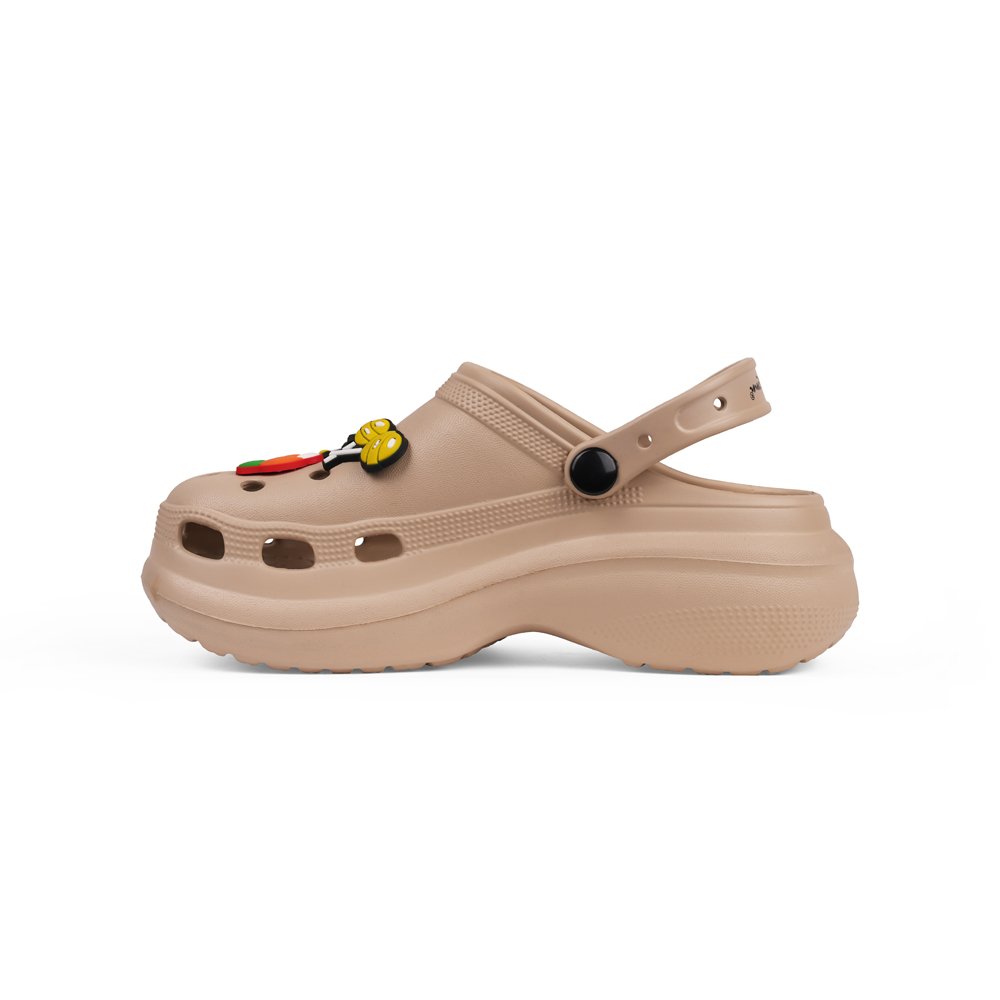 Beige Comfort Heel Clogs - Indifeet