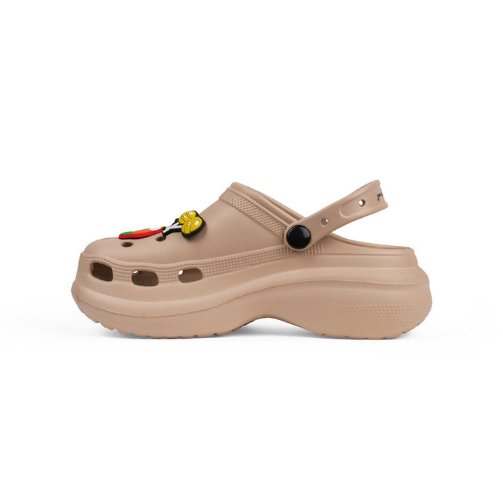 Beige Comfort Heel Clogs - Indifeet