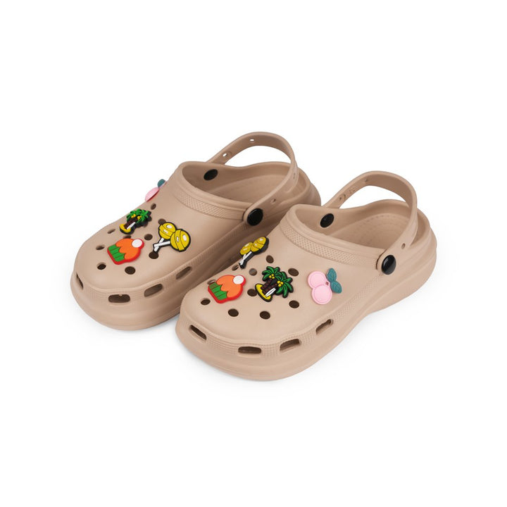 Beige Comfort Heel Clogs - Indifeet