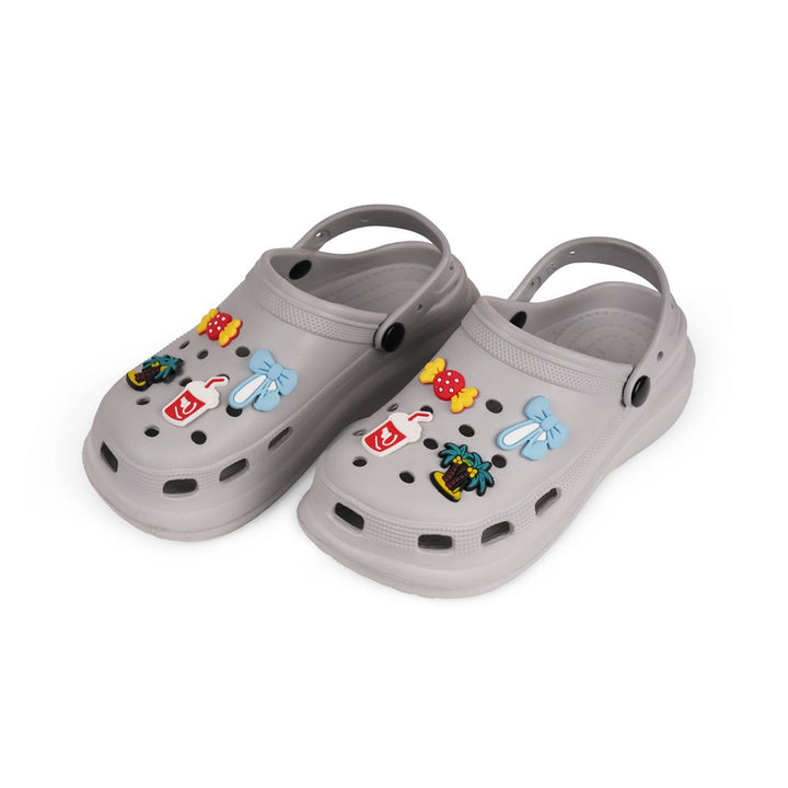 Slate Grey Heel Clogs - Indifeet