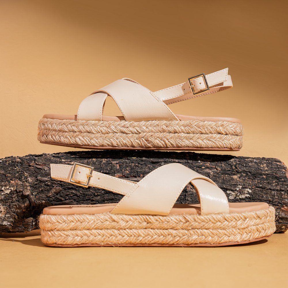 Espadrilles Platform Sandals Beige - Main Image