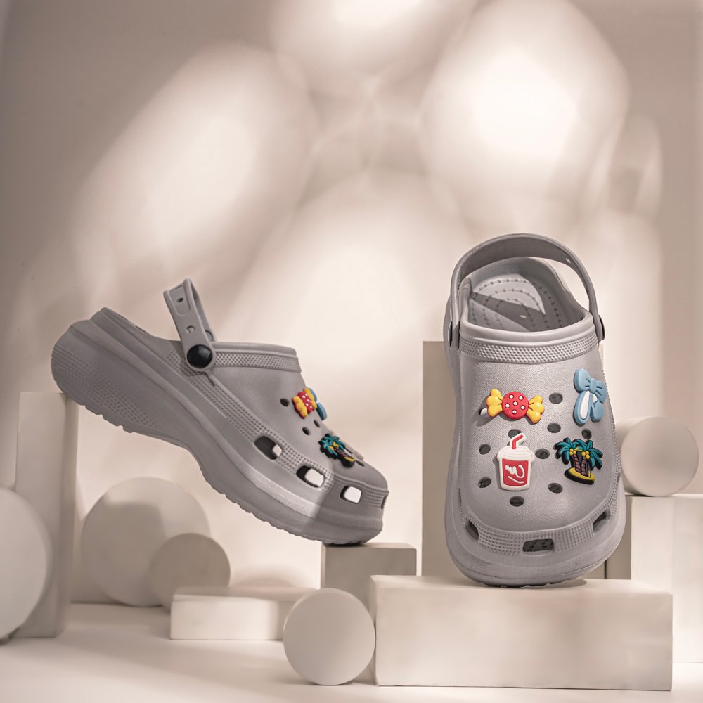 Slate Grey Heel Clogs - Indifeet