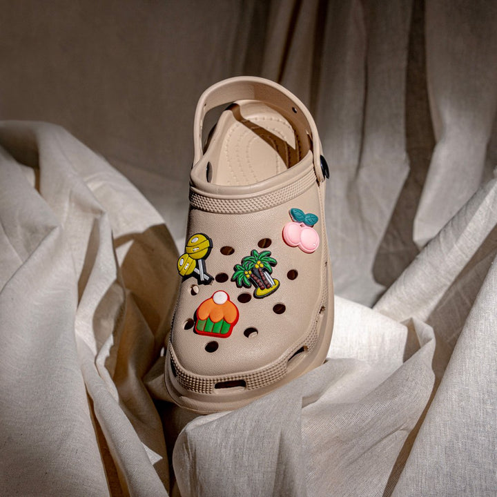 Beige Comfort Heel Clogs - Indifeet