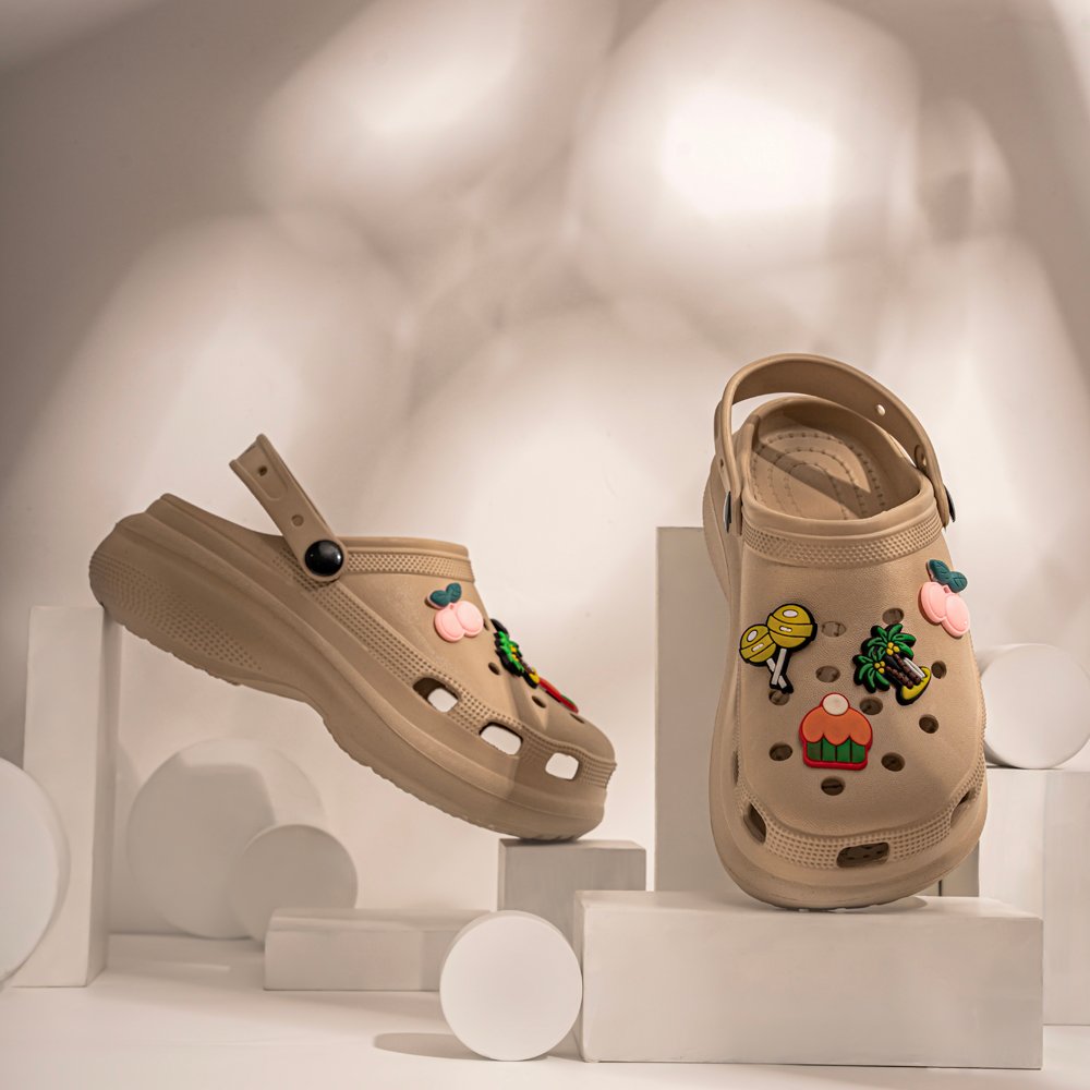 Beige Comfort Heel Clogs - Indifeet