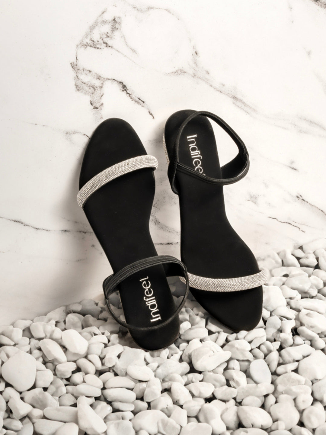 Shimmer Black Heel Sandals