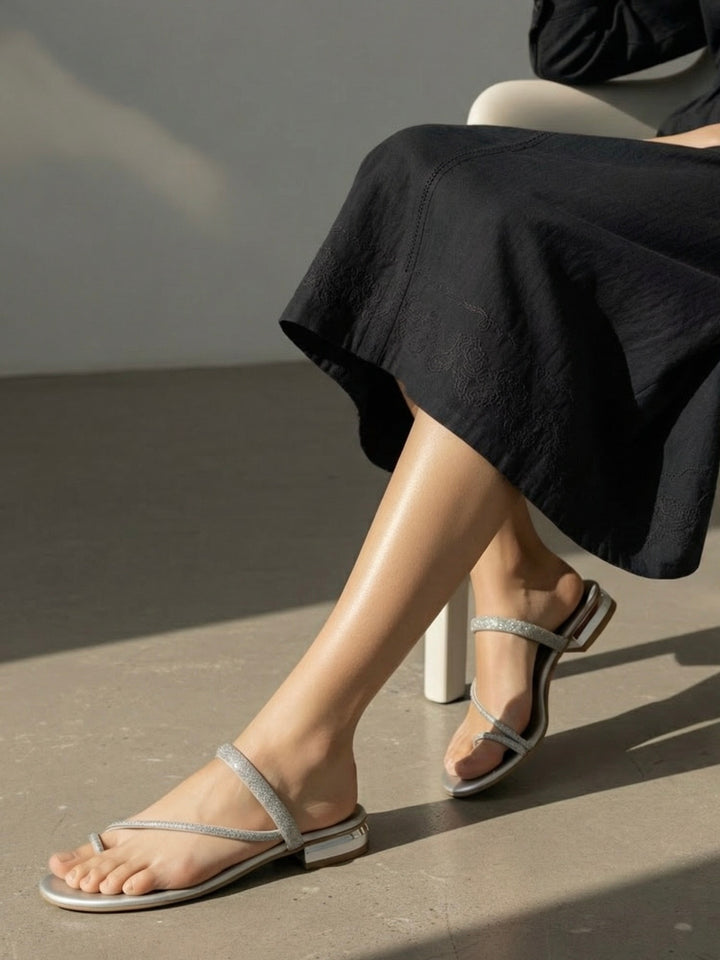 Embellished Silver Ethnic Heels
