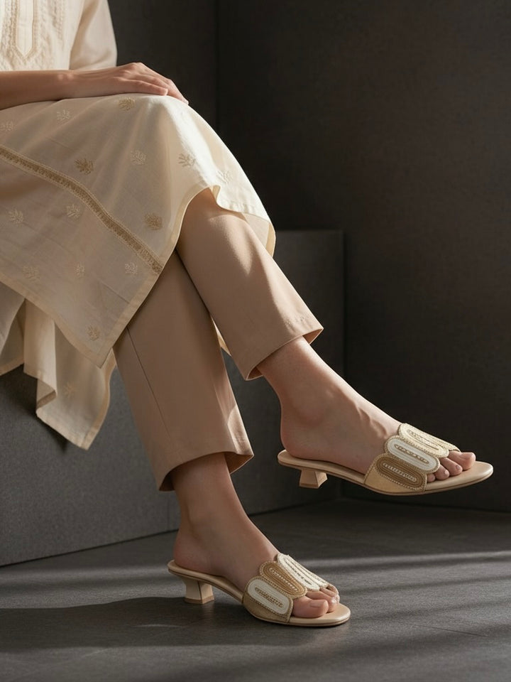 Golden Embellished party heels