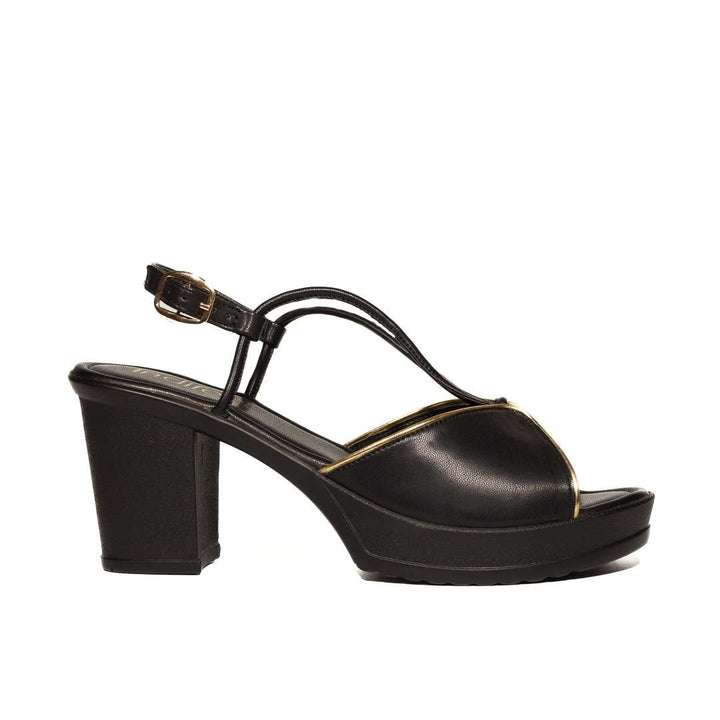 Black Peep-Toe Block Heels
