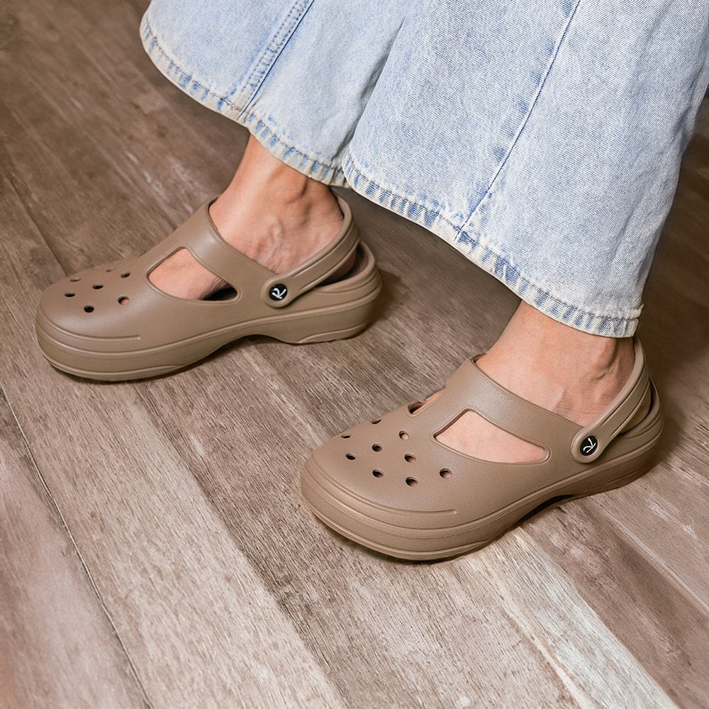 Comfortable Brown Slip-On Clogs