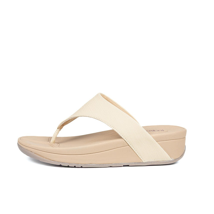 Off White Textured Platform Heels Sandals