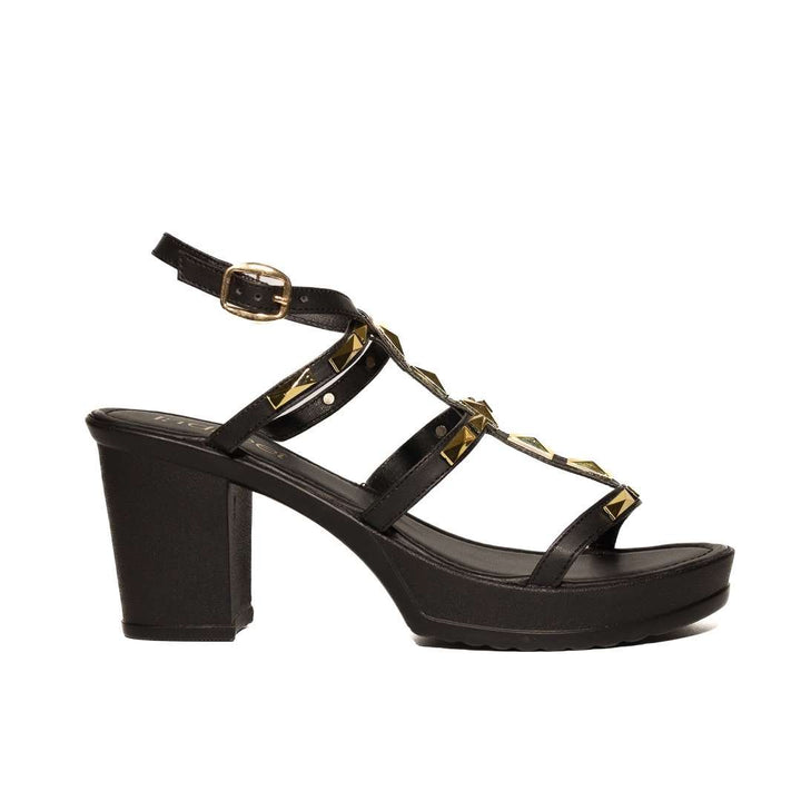 Elegant Black Roman Block Heels