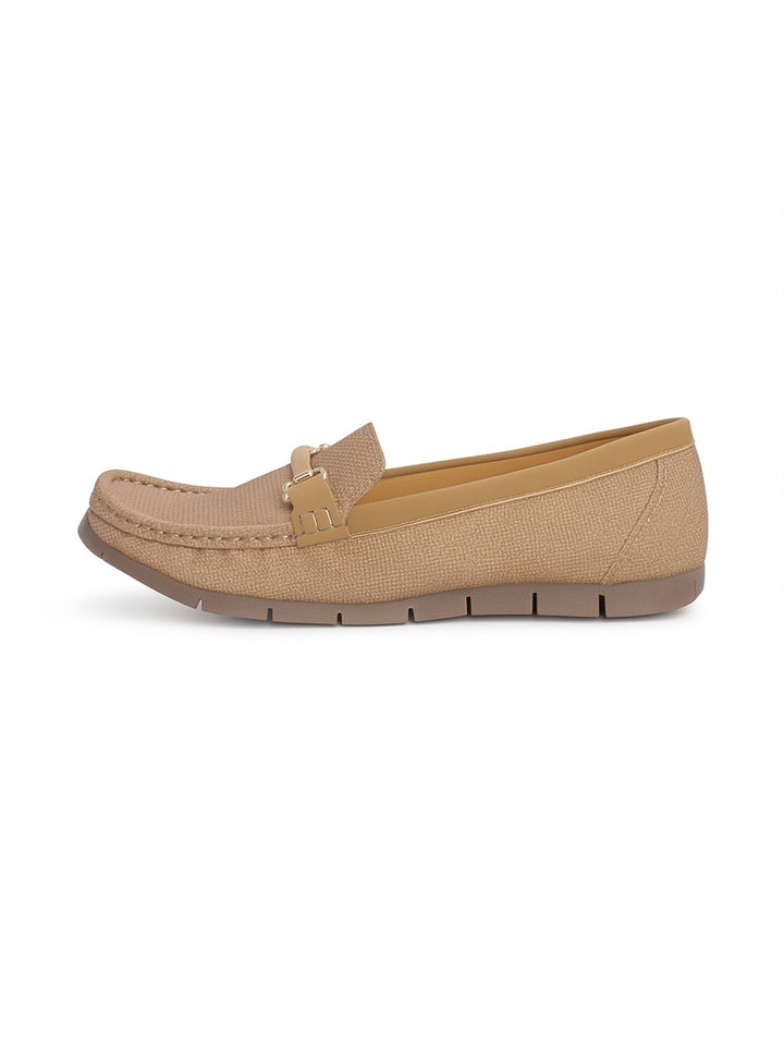 Formal Brown Textured Ballerina Shoe