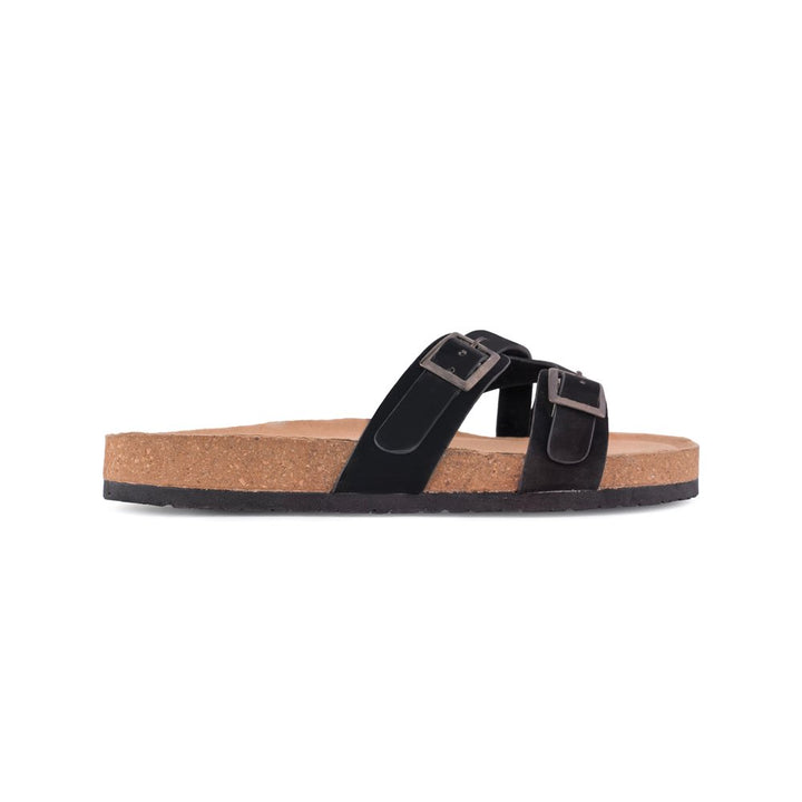 Dual Strap Cork Sandals Black