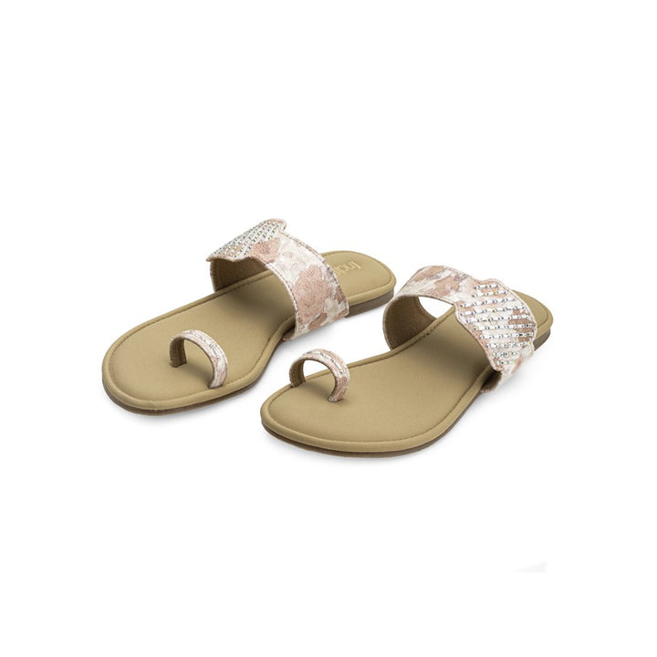 Peach Toe Ring Flats