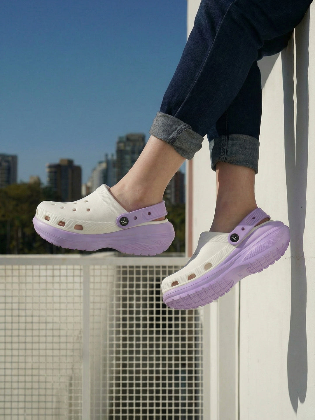 Purple White Dual Chunky Clogs