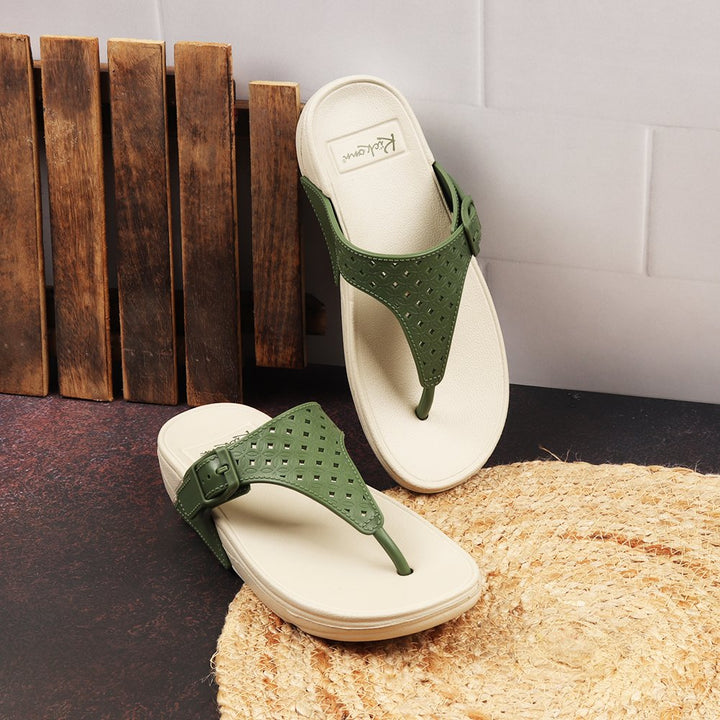 Green Platform Rubber Slippers