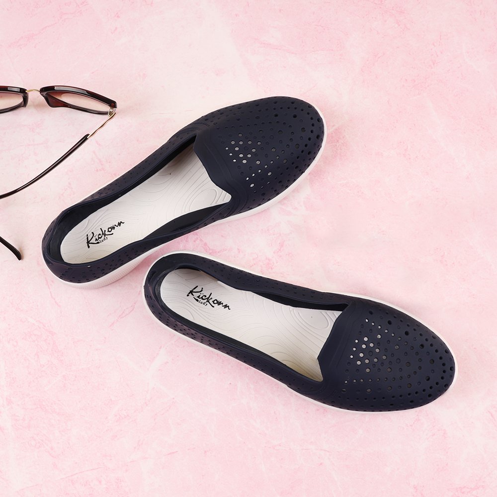 Rubber Ballet Flats Navy Blue