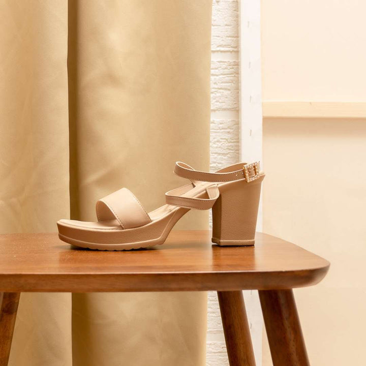 Elegant Beige Block Heels