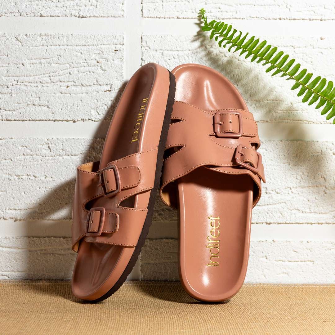Classic Peach Buckle Slides