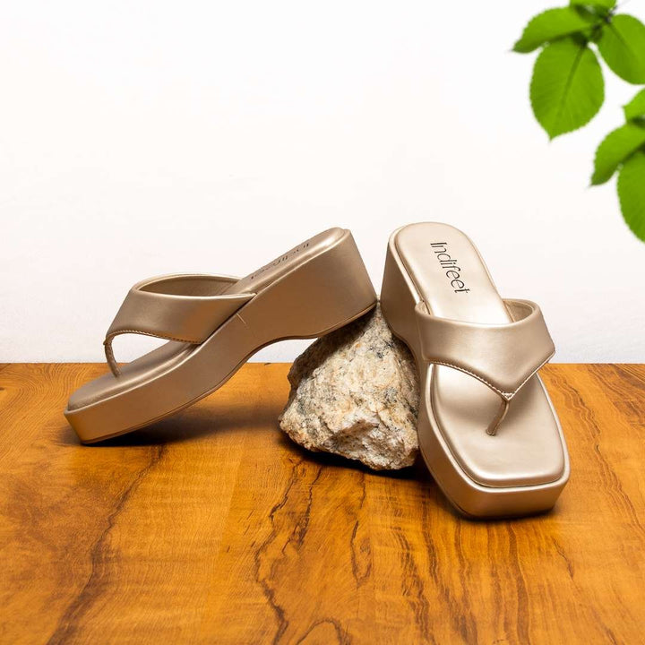 Metallic Silver Platform Heel Sandals