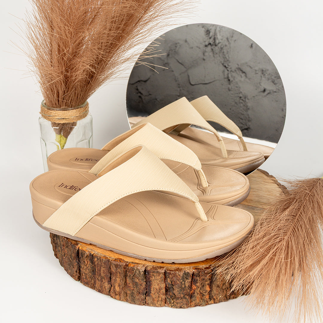 Off White Textured Platform Heels Sandals