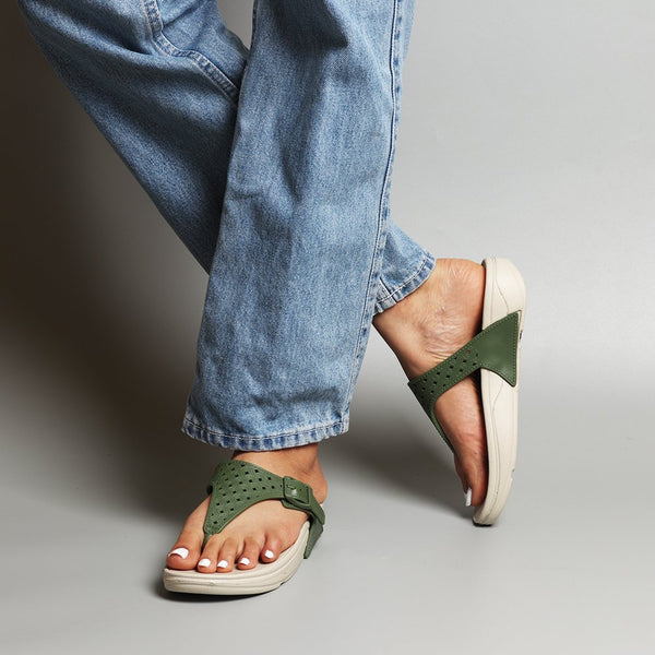 Green Platform Rubber Slippers - Indifeet