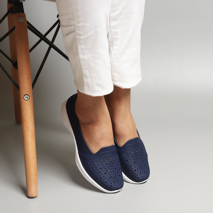 Rubber Ballet Flats Navy Blue