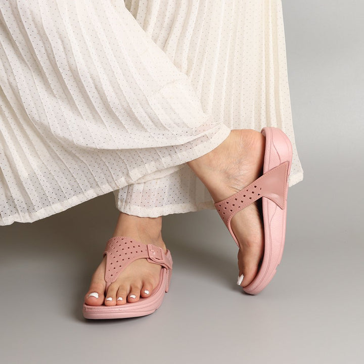 Pink Rubber Platform Slippers