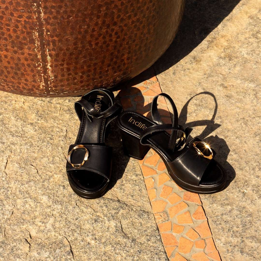 Stylish Black Block Heel Sandals