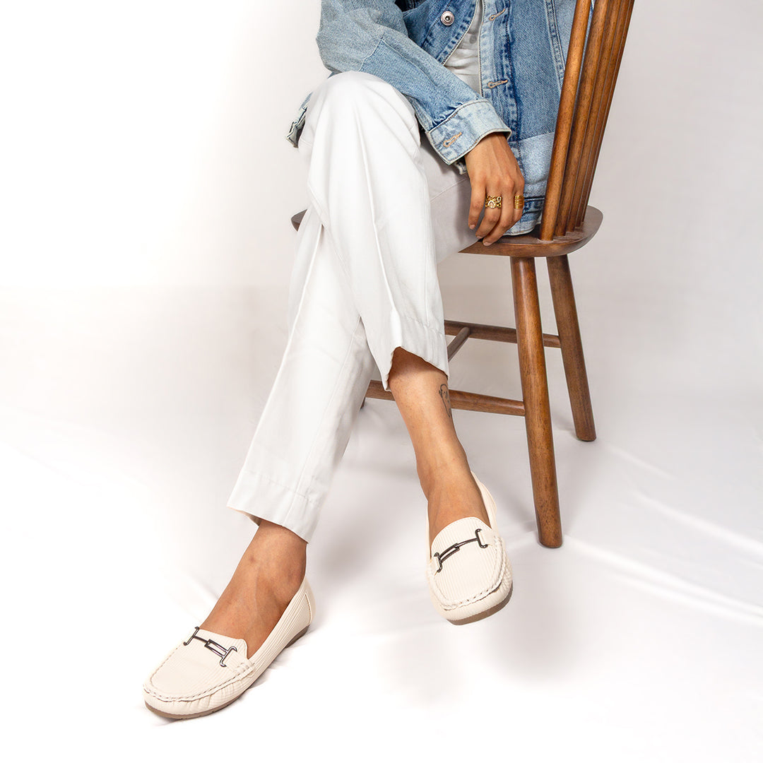 Ribbed Loafer Shoes White