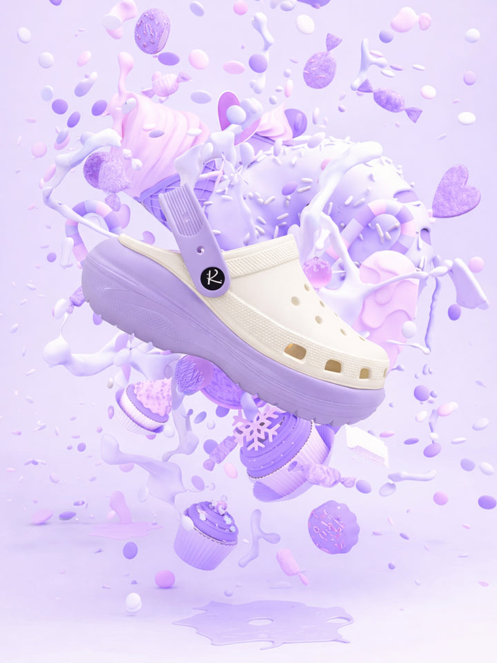 Purple White Dual Chunky Clogs