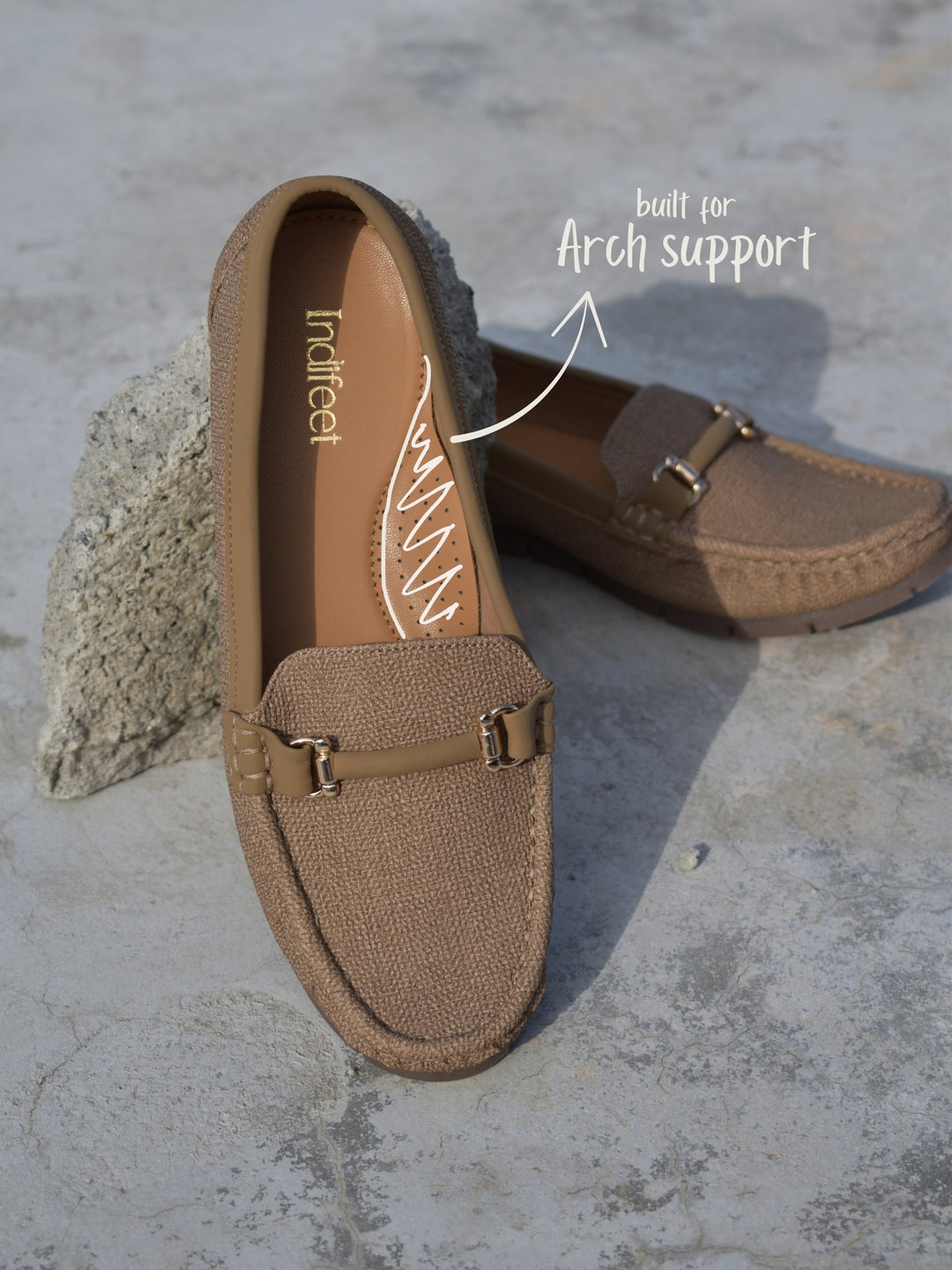 Formal Brown Textured Ballerina Shoe