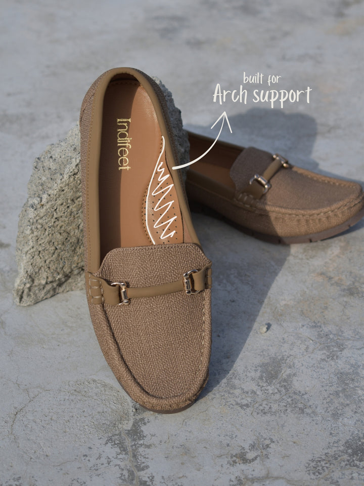 Formal Brown Textured Ballerina Shoe
