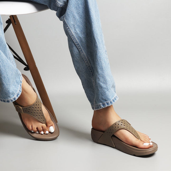Brown Thong Platform Flip-Flops