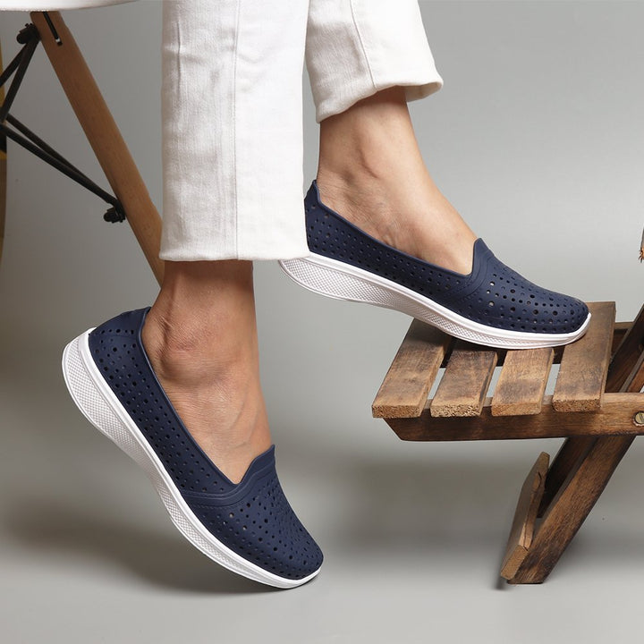 Rubber Ballet Flats Navy Blue