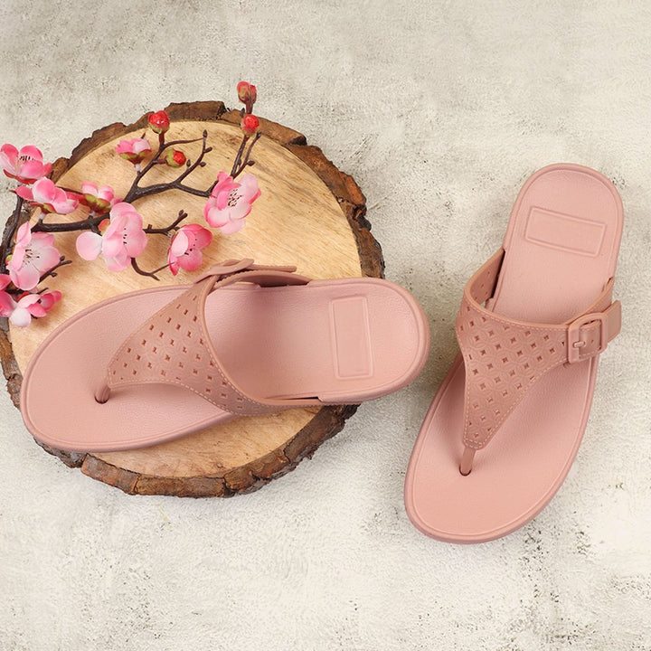 Pink Rubber Platform Slippers