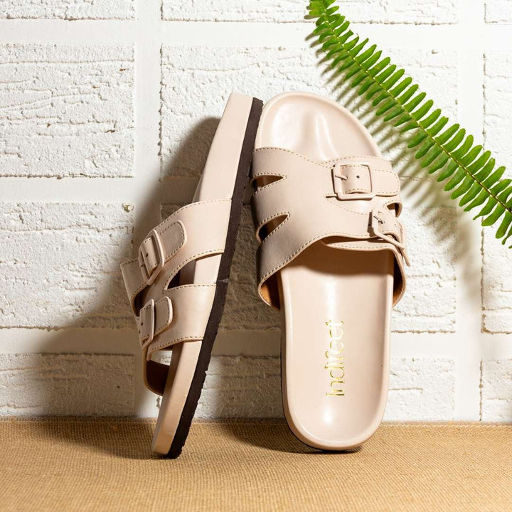 Light Cream buckled Flats