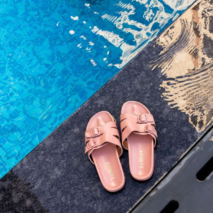 Classic Peach Buckle Slides