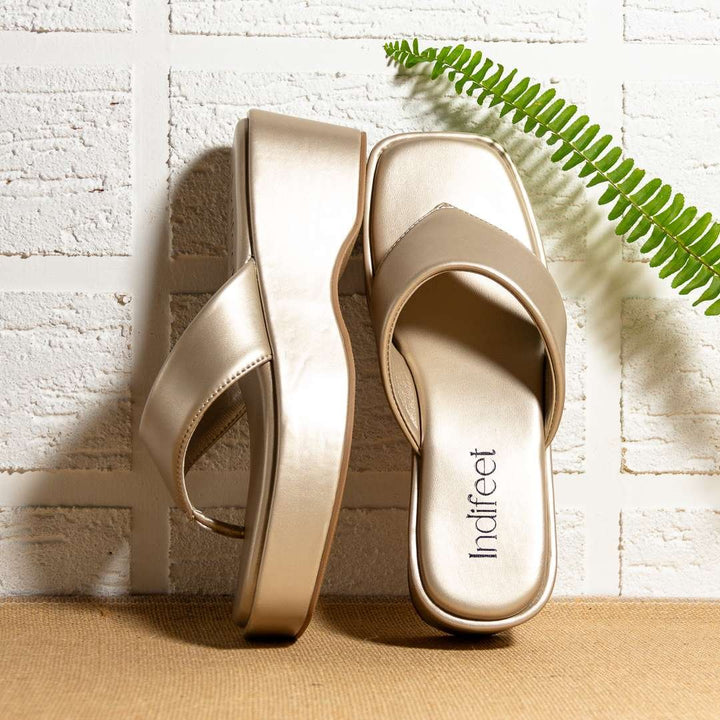 Metallic Silver Platform Heel Sandals