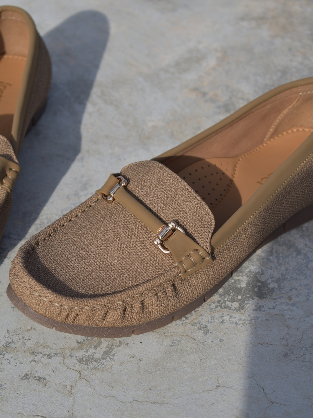 Formal Brown Textured Ballerina Shoe