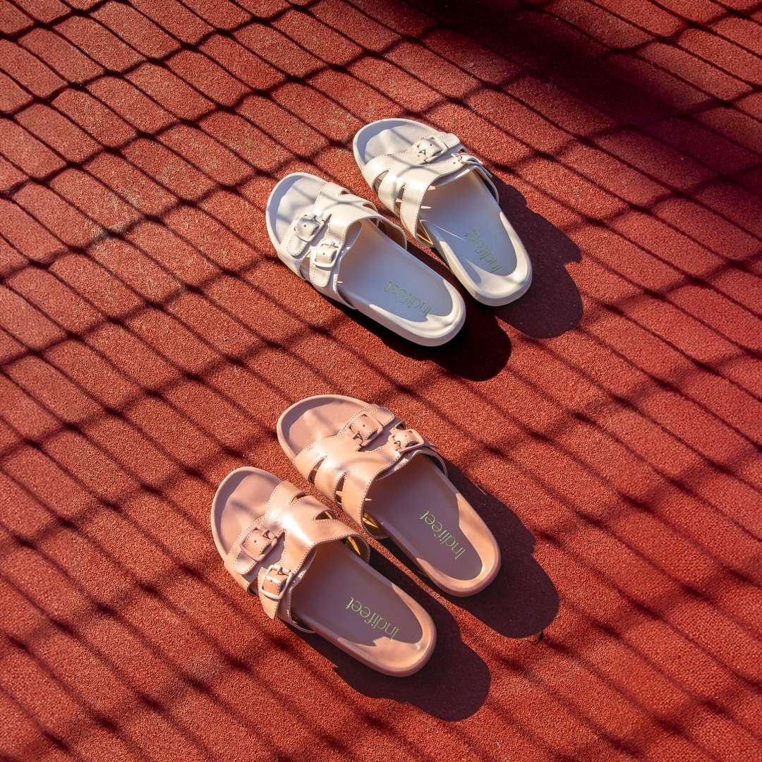 Light Cream buckled Flats