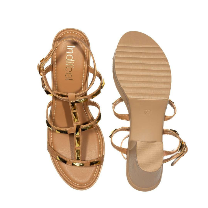 Elegant Tan Gladiator Block Heels