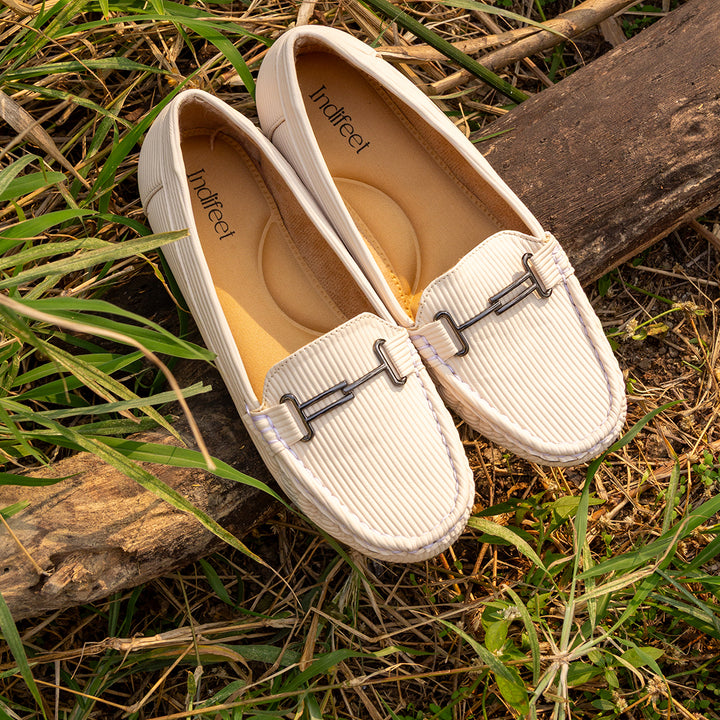 Ribbed Loafer Shoes White