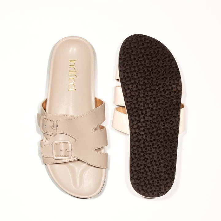 Light Cream buckled Flats