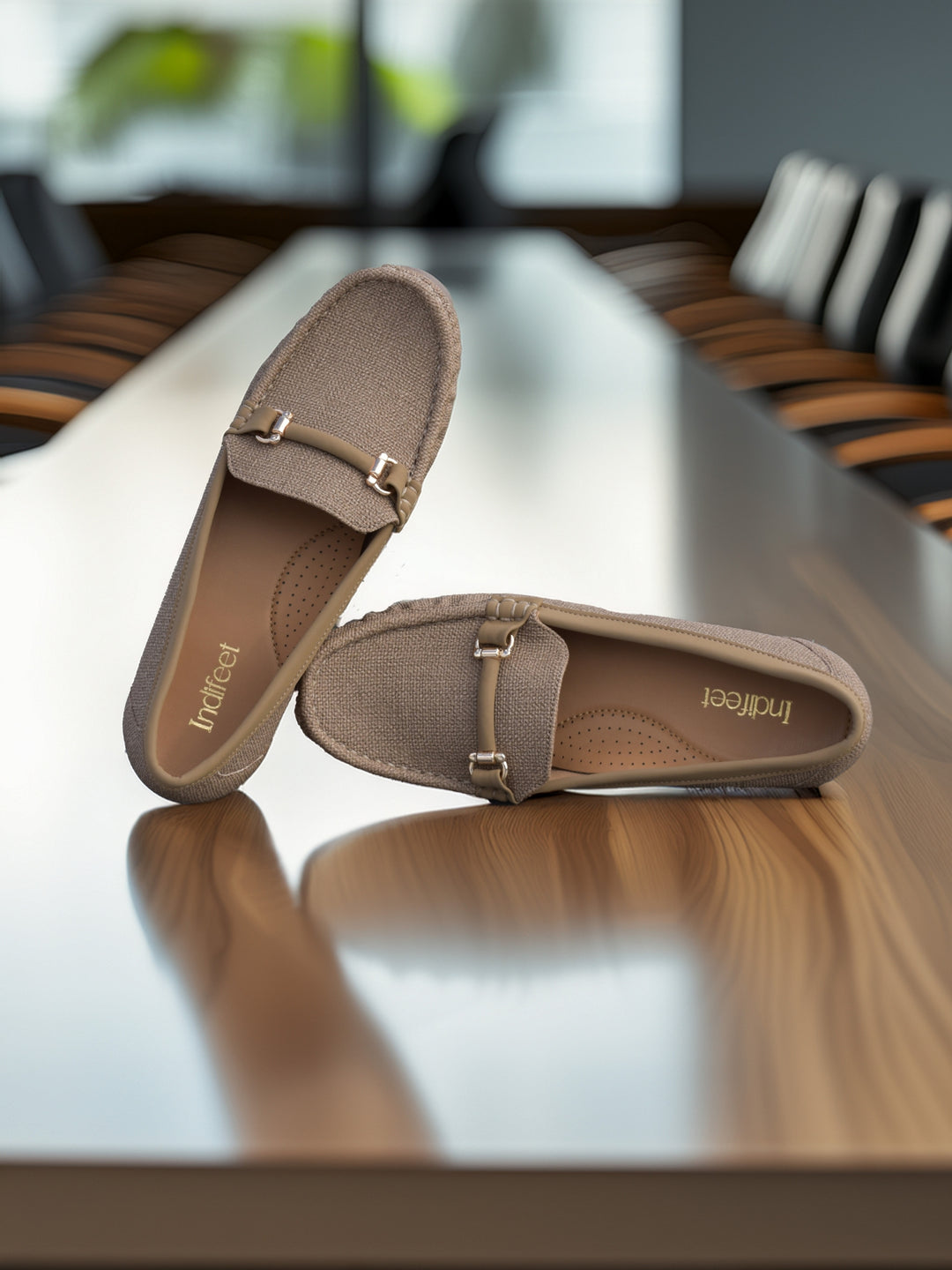 Formal Brown Textured Ballerina Shoe