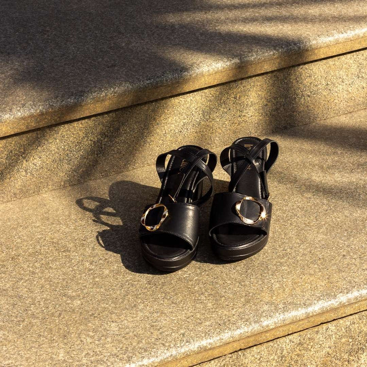 Stylish Black Block Heel Sandals
