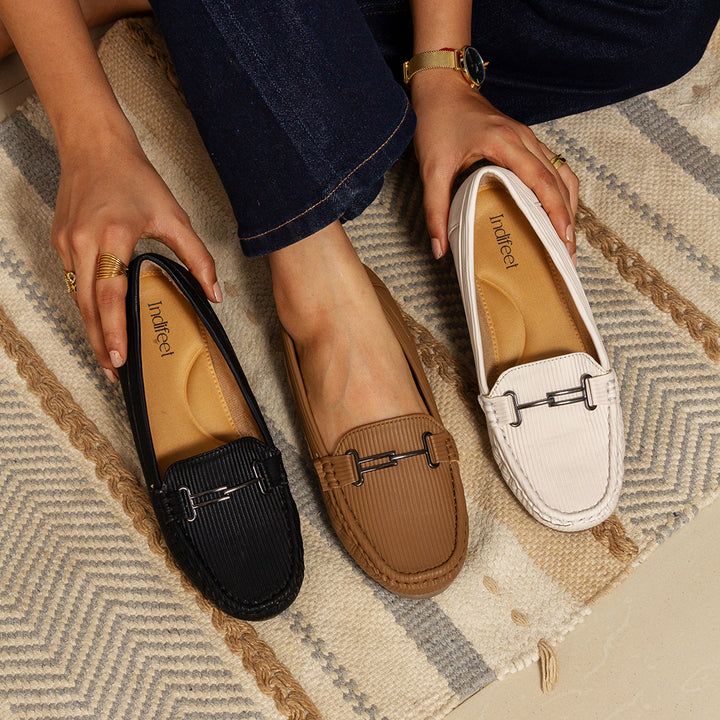 Ribbed Loafer Shoes White